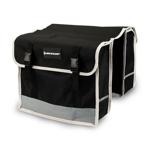 Dunlop - Fahrradtasche Doppel - wasserdichte Gepäckträgertasche mit Fluoreszierenden Streifen - 26L und 36 x 30 x 12 cm - Schwarz Dunlop - Fahrradtasche Doppel - wasserdichte Gepäckträgertasche mit Fluoreszierenden Streifen - 26L und 36 x 30 x 12 cm - Schwarz von Dunlop