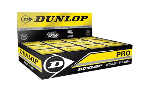 Dunlop Sports Squashbälle Pro doppelGelb, 12 Stück, Offizieller Turnier-Squashball von Dunlop