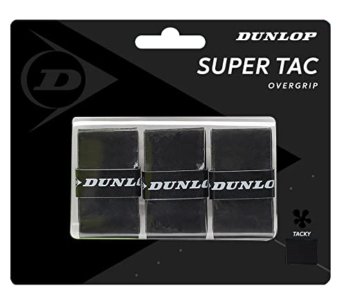 DUNLOP Unisex Super Tac Overgrip Griffband, Schwarz, 3 Stück DUNLOP Unisex Super Tac Overgrip Griffband, Schwarz, 3 Stück von DUNLOP