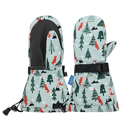 Durio Fäustlinge Kinder Wasserdicht Unisex Baby Handschuhe Kinder Kleinkinder Fäustlinge Skihandschuhe Winter Jungen Mädchen Handschuhe Verstellbaren Bündchen Wintersport Grauer Bodenadler 4-6 Jahre von Durio