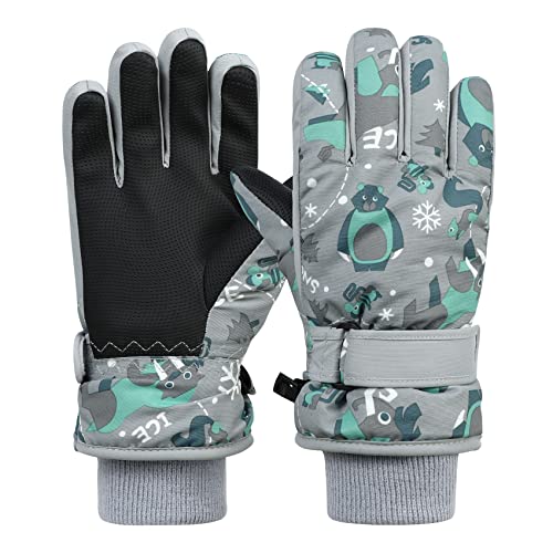 Durio Skihandschuhe Kinder Wasserdicht Winter Schneehandschuhe PU Palme für Outdoor Sport Grau 9-13 Jahre Durio Skihandschuhe Kinder Wasserdicht Winter Schneehandschuhe PU Palme für Outdoor Sport Grau 9-13 Jahre von Durio