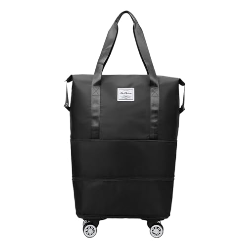 Faltbare Reisetasche | Erweiterbar Handgepäck mit Abnehmbar Rollen Damen Weekender Tasche Travel Handgepäck für Sport, Fitness & Reisen | Volumen mit Dehnfalte erweiterbar von 30 auf 60 Liter von Duroecsain