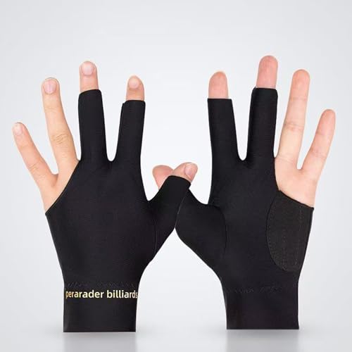 Dusarls 1 x Billard-Handschuhe, offene Finger, linke Hand, für Snooker, Sport, atmungsaktiv, rutschfest, 3-Finger-Handschuhe für Damen und Herren, Sportzubehör von Dusarls