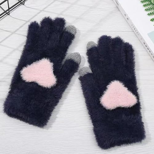 Dusarls Warme Handschuhe für Damen, Herz-Design, Touchscreen, weiche Vollfingerhandschuhe, Winter-Texting-Handschuhe zum Reiten, Skifahren, Outdoor von Dusarls