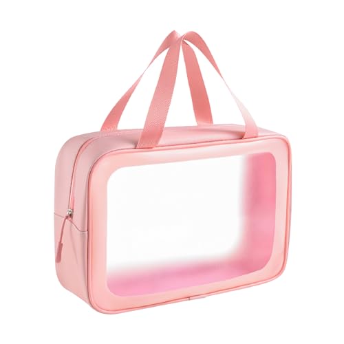 Große transparente Kulturtasche, transparente Make-up-Tasche, großes Fassungsvermögen, PVC, wasserdicht, tragbare Kulturtasche für Reisen von Dussdote