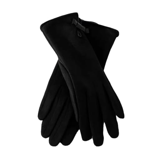 Dvbfufv Damen-Handschuhe aus Veloursleder, Schleife, dick, Touchscreen, warme Handschuhe, Wintersport, Outdoor, plus kältebeständige Handschuhe von Dvbfufv