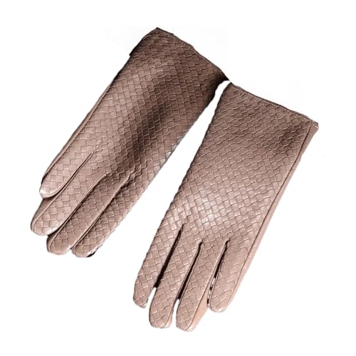 Dvbfufv Damen Lederhandschuhe Winter Warm Elegant Klassisch Fahren Reithandschuhe Touchscreen Kurze Handschuhe von Dvbfufv