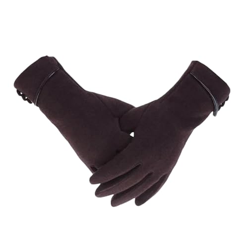 Dvbfufv Damen Winter Warm Wildleder Touchscreen Fahrhandschuhe Herren Kältefest Plus Dicke Fingerlose Fahrradhandschuhe von Dvbfufv