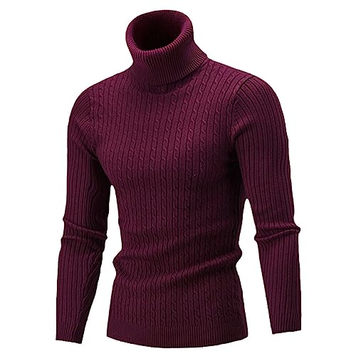 Dvbfufv Herbst Winter Herren Warmer Pullover Langarm Rollkragenpullover Retro Strickpullover Pullover Pullover G04-Wine M von Dvbfufv