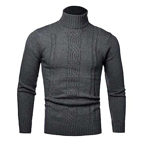 Dvbfufv Herbst Winter Herren Warmer Pullover Langarm Rollkragenpullover Retro Strickpullover Pullover Pullover y019-dark Gray M von Dvbfufv