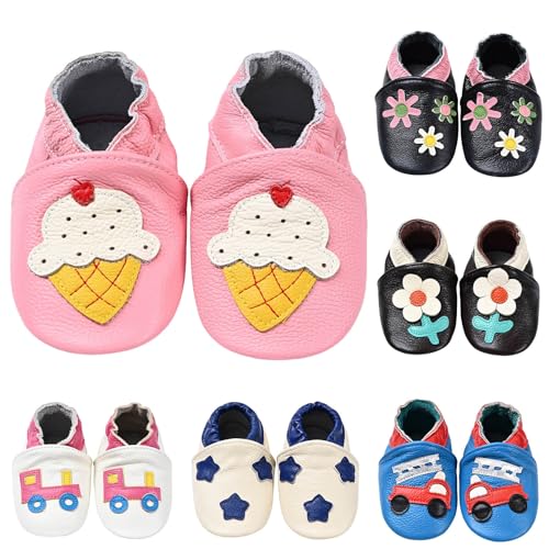 Baby Hausschuhe Winter Hausschuhe Lauflernschuhe Jungen Mädchen Weichem Leder Antirutsch Krabbelschuhe Lederpuschen Baby Pantoffeln Babyschuhe von Dwevkeful