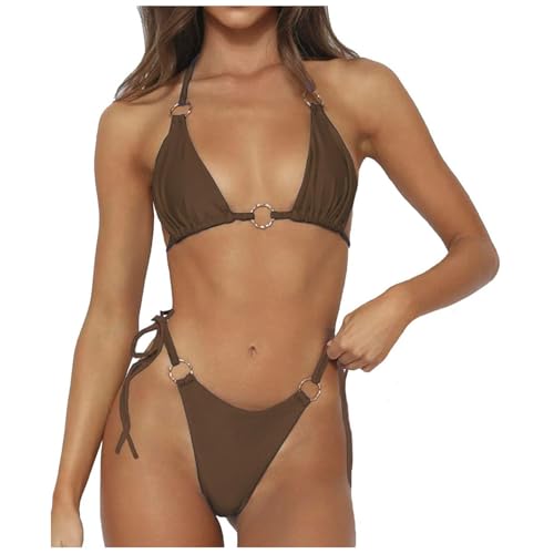 Badeanzug Hoher Beinausschnitt, Badeanzug Damen Große Größe Push Up Große Größen Sexy Bikini Schwimmanzug Zweiteiliger Triangel String Swimsuit Badeanzüge Rückenfrei Leicht Sommer Bademode Badeanzug von Dwevkeful