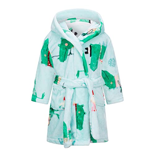 Bademantel Kinder Jungen Baumwolle, Kinder Badeponcho Weicher Frottee Lang Frotteekleid Morgenmantel Baumwolle mit Kapuze V-Ausschnitt mit Taschen Kinderbademantel Badeponcho von Dwevkeful