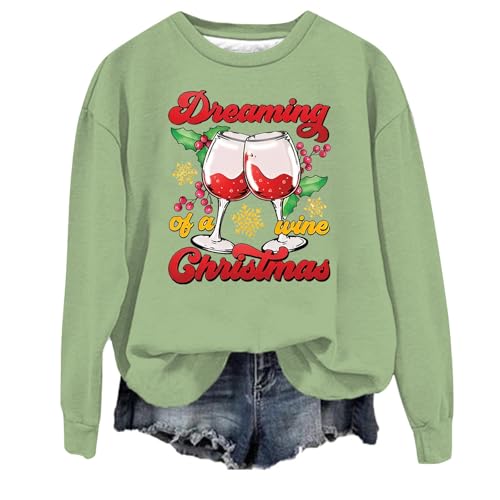 Damen Pullover Weihnachten Langarm Langarmshirt Weihnachtspullover Warm Lustig Hoodie Sweatshirt ohne Kapuze Casual Weihnachtspulli Pullover von Dwevkeful