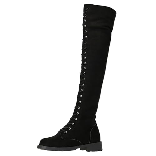 Damen Stiefel mit Absatz, Damen Stiefel, rutschfeste Elegant Hohe Stiefel Schnürstiefel Gefüttert Winddicht Leicht Overknees Stiefel Kniehohe Stiefel Leder Winterstiefel Westernstiefel von Dwevkeful