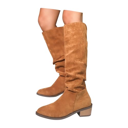 Damenstiefel Schwarz, Damen Stiefeletten Spitz Halbstiefel Gefüttert Bequemer Leicht Westernstiefel Winterstiefel Halbhohe Wildleder mit Schnalle Stiefeletten Schlupfstiefel von Dwevkeful