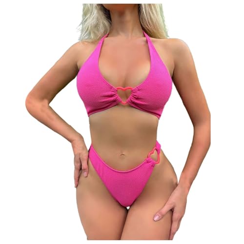 Dwevkeful Bandeau Bikini Damen, Badeanzüge für Damen Sommer Leicht Bikini Bademode Zweiteiliger Rückenfrei Sexy Swimsuit Badeanzüge Große Größen Push Up Triangel String Schwimmanzug Badeanzug von Dwevkeful