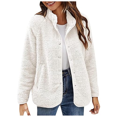 Dwevkeful Cardigan Damen lang, Damen Langarm Cardigan Mantel Revers Knopfleiste Warm Fleece Jacke Oversized Winter Outwear mit Taschen von Dwevkeful