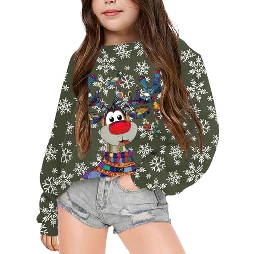 Dwevkeful Christmas Pullover, Pullover Mädchen Mädchen Weich Weihnachtspulli Hochwertige Warm Strickpullover Langarmshirt ohne Kapuze Weihnachten Weihnachtspullover Sweatshirt von Dwevkeful