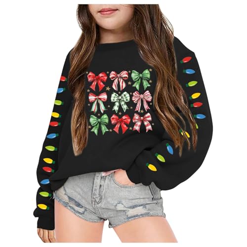 Dwevkeful Christmas Sweater, Sweatshirt Mädchen Hochwertige Weich Warm Weihnachtspullover Pullover Weihnachten ohne Kapuze Weihnachtspulli Sweatshirt Mädchen Strickpullover Langarmshirt von Dwevkeful