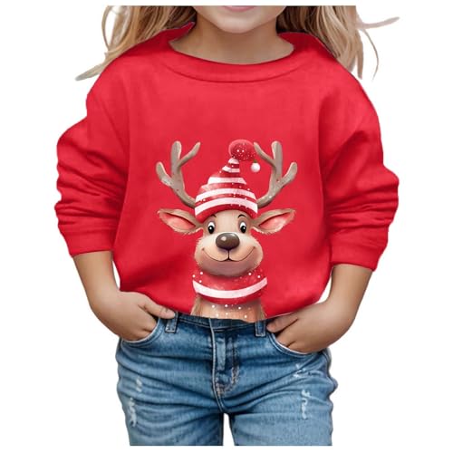 Dwevkeful Kinder Sweatshirt Mädchen, Pullover Mädchen Weihnachten Pullover Weihnachtspullover Leicht Jungen Mädchen Strickpullover Sweatshirt Warm ohne Kapuze Weihnachtspulli Langarmshirt von Dwevkeful