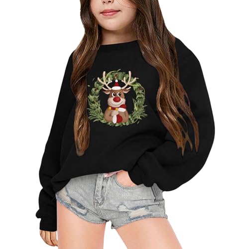 Dwevkeful Weihnachtspulli Kinder, Langarmshirt Mädchen Weich Mädchen Hochwertige Weihnachtspullover Langarmshirt Weihnachten ohne Kapuze Sweatshirt Weihnachtspulli Warm Strickpullover Pullover von Dwevkeful