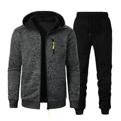 Dwevkeful sportanzug herren 3xl, Trainingsanzug Set Herren Baumwolle Jogginganzug Einfarbig Sportanzug Kapuze Pullover mit Reißverschluss Lang Sportanzug Baggy von Dwevkeful