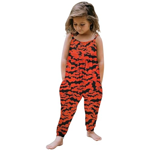 Gespenst kostüm Kinder, Jumpsuit Mädchen, Weiche Spaghettiträger Jumpsuit Halloween Kostüm Loose fit mit Tasche Leichte Ärmellose Overall Latzhose Lockere Strampler Romper von Dwevkeful