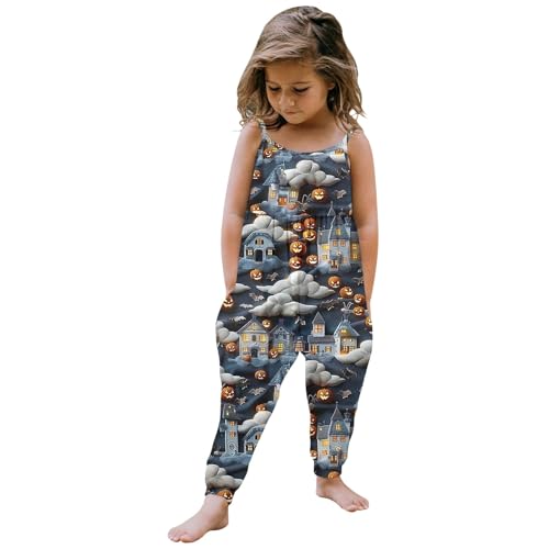 Halloween kostüm Baby mädchen, Jumpsuit Kinder Mädchen Leichte Spaghettiträger Strampler Jumpsuit Weiche Ärmellose Overall Romper mit Tasche Lockere Loose fit Latzhose Halloween Kostüm von Dwevkeful