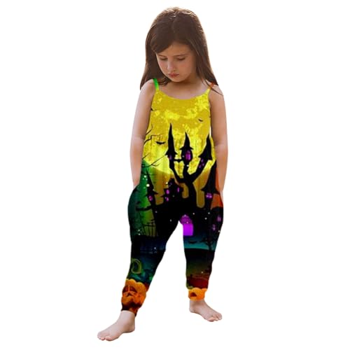 Halloween kostüm Baby mädchen, Jumpsuit Mädchen Weiche Spaghettiträger Loose fit Strampler Latzhose Ärmellose Overall Romper Lockere Leichte mit Tasche Halloween Kostüm Jumpsuit von Dwevkeful