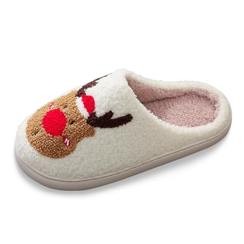 Hausschuhe Damen 42,5, Hausschuhe Herren Warm Lustig Pantoffeln Hausschuhe Antirutsch Weihnachts mit Fussbett Slippers Filzpantoffeln Couple Weihnachtspantoffeln Hauspantoffeln von Dwevkeful