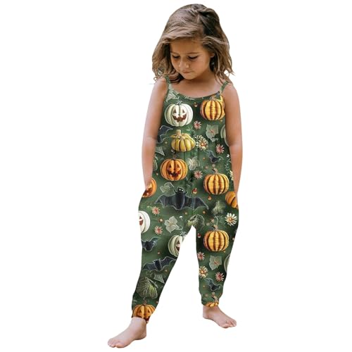 Jumpsuit Kinder mädchen, Jumpsuit Kinder Weiche Lockere Leichte Latzhose Jumpsuit Spaghettiträger mit Tasche Romper Halloween Kostüm Ärmellose Loose fit Overall Strampler von Dwevkeful