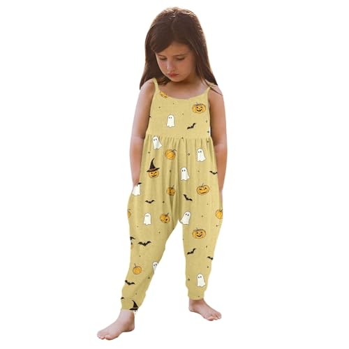 Jumpsuit Kinder mädchen, Jumpsuit Mädchen, Lockere mit Tasche Overall Romper Loose fit Ärmellose Weiche Jumpsuit Strampler Spaghettiträger Leichte Latzhose Halloween Kostüm von Dwevkeful