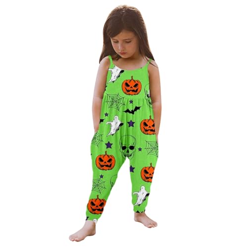 Jumpsuit lang, Jumpsuit Kinder, Weiche Spaghettiträger Loose fit Romper Strampler mit Tasche Ärmellose Leichte Jumpsuit Latzhose Lockere Overall Halloween Kostüm von Dwevkeful