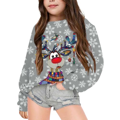 Kinder Pullover Mädchen 140, Pullover Teenager Mädchen ohne Kapuze Weihnachtspullover Langarmshirt Hochwertige Warm Mädchen Strickpullover Weich Weihnachten Sweatshirt Weihnachtspulli von Dwevkeful