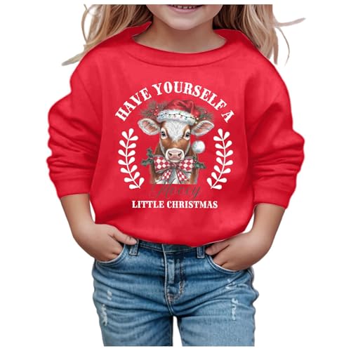 Kinder Sweatshirt Mädchen, Strickpullover Mädchen ohne Kapuze Sport Sweatshirt Mädchen Hochwertige Leicht Warm Pullover Langarmshirt Weich Weihnachtspulli Strickpullover von Dwevkeful