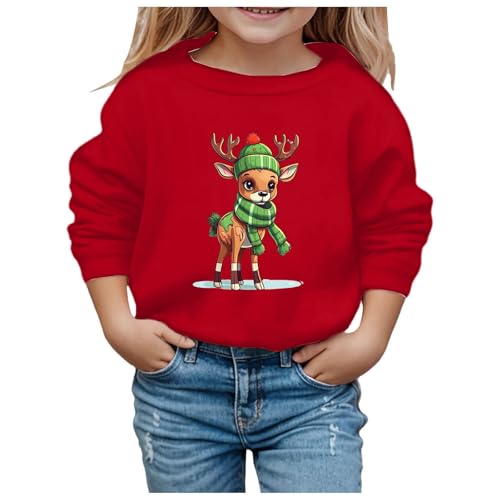 Langarmshirt Jungen 98, Langarmshirt Mädchen Hochwertige Mädchen Weihnachtspulli Sweatshirt Weich Warm Langarmshirt Pullover ohne Kapuze Weihnachten Strickpullover Weihnachtspullover von Dwevkeful