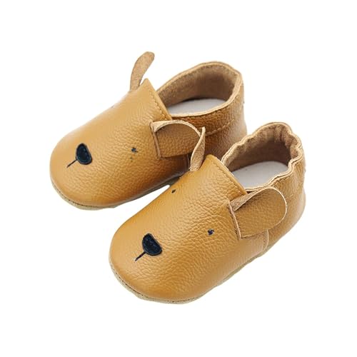 Lederpuschen Kindergarten 27, Baby Hausschuhe Baby Jungen Mädchen Lauflernschuhe Lederpuschen Weichem Leder Winter Pantoffeln Hausschuhe Antirutsch Krabbelschuhe Babyschuhe von Dwevkeful