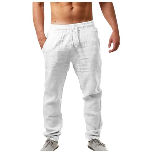 Musselin Hose Herren Lang: Lang Sommer Pumphose Haremshose Leicht und Luftig Schwarz Freizeithose Leinenhose Casual Baumwolle Leinen Leinen Hose Weite Strandhose Linen Pants von Dwevkeful