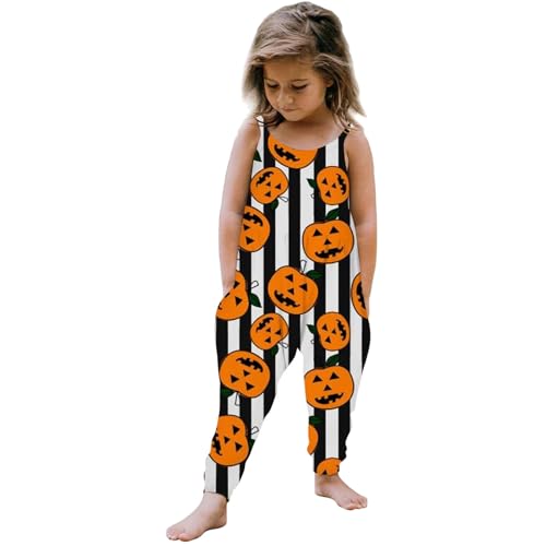 Overall festlich, Jumpsuit Kinder Lockere Weiche Leichte Latzhose Strampler Loose fit Spaghettiträger Jumpsuit Romper mit Tasche Ärmellose Halloween Kostüm Overall von Dwevkeful