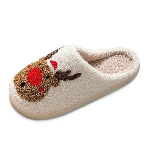 Pantoffeln Damen Filz, Herren-Hausschuhe Warm Weihnachts Couple Pantoffeln Hauspantoffeln Filzpantoffeln Weihnachtspantoffeln mit Fussbett Antirutsch Lustig Hausschuhe Slippers von Dwevkeful