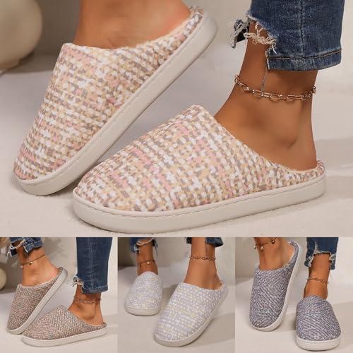 Pantoffeln Damen Lammfell, Hausschuhe Damen Winter Warm mit Fleece-Futter Plüsch Hauspantoffeln Slippers mit Fussbett Geschlossen Winter Pantoffeln Hausschuhe Schlappen Filzpantoffeln von Dwevkeful