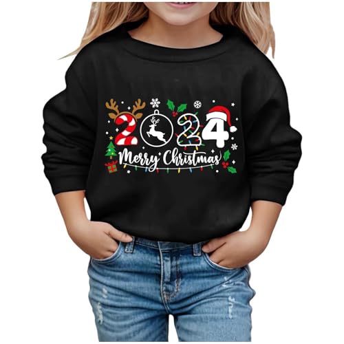 Pullover Mädchen 122, Weihnachtspulli Kinder Weihnachten Warm Weihnachtspulli Weihnachtspullover Mädchen Strickpullover Sweatshirt Hochwertige ohne Kapuze Weich Pullover Langarmshirt von Dwevkeful