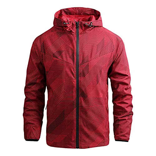 Regenjacke Herren, Atmungsaktiv Leicht Fahrrad Softshelljacke Wanderjacke Winddichter mit Kapuze Treking Wasserdicht Sommerjacke Regenjacke Outdoor Wandern Gefüttert Windbreaker Übergangsjacke von Dwevkeful