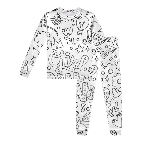 Schlafanzüge Für Jungen 122, Pyjamas Zum Kinder DIY Handbemaltes Homewear Set Schlafanzüge Zum Ausmalen Nachtwäsche Cartoon Druck Kunst Färben Zweiteilig Hausanzug Pjs für Jungen Mädchen von Dwevkeful