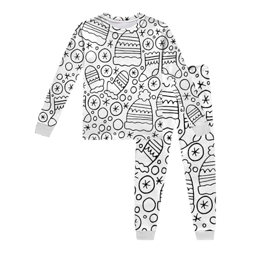 Schlafanzug Kind 104 cm Junge, Pyjamas Zum Kinder DIY Handbemaltes Homewear Set Schlafanzüge Zum Ausmalen Nachtwäsche Cartoon Druck Kunst Färben Zweiteilig Hausanzug Pjs für Jungen Mädchen von Dwevkeful