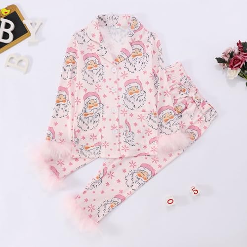 Schlafanzug Kind 110, Schlafanzug Kinder Weiche Negligee Pyjamas Set Leichte mit Knopf Fleece Langarm Zweiteiler Schlafanzug Nachtwäsche Weihnachten Schlafshirt Hausanzug von Dwevkeful