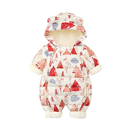 Schneeanzug Baby Mädchen, Langarm Warm Strampelanzug Spielanzug Kleinkind Fleece Winter Schneeanzug Winteranzug Jungen Mädchen mit Kapuze Jumpsuit Winterkleidung von Dwevkeful