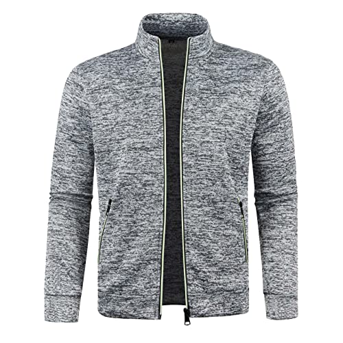 Sweat Jacke Herren, Sweatjacke Herren mit Reissverschluss Ohne Kapuze Klassisch Sportjacke Leichte Jacke Stehkragen Trainingsjacke Strickjacke mit Taschen Warm Softshelljacke Laufjacke von Dwevkeful