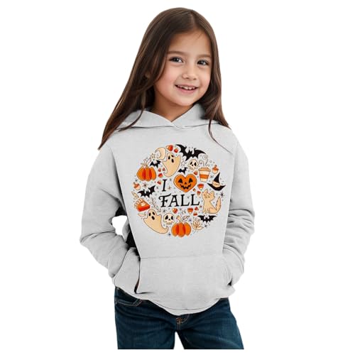 Sweatjacke mädchen grau, Trainingsjacke Kinder, Casual mit Kapuze Leicht Sweatshirt Hoodie Sport Halloween Kostüm Warm Fleecejacke Trainingsjacke Langarm Sweatjacke Kapuzenpullover von Dwevkeful